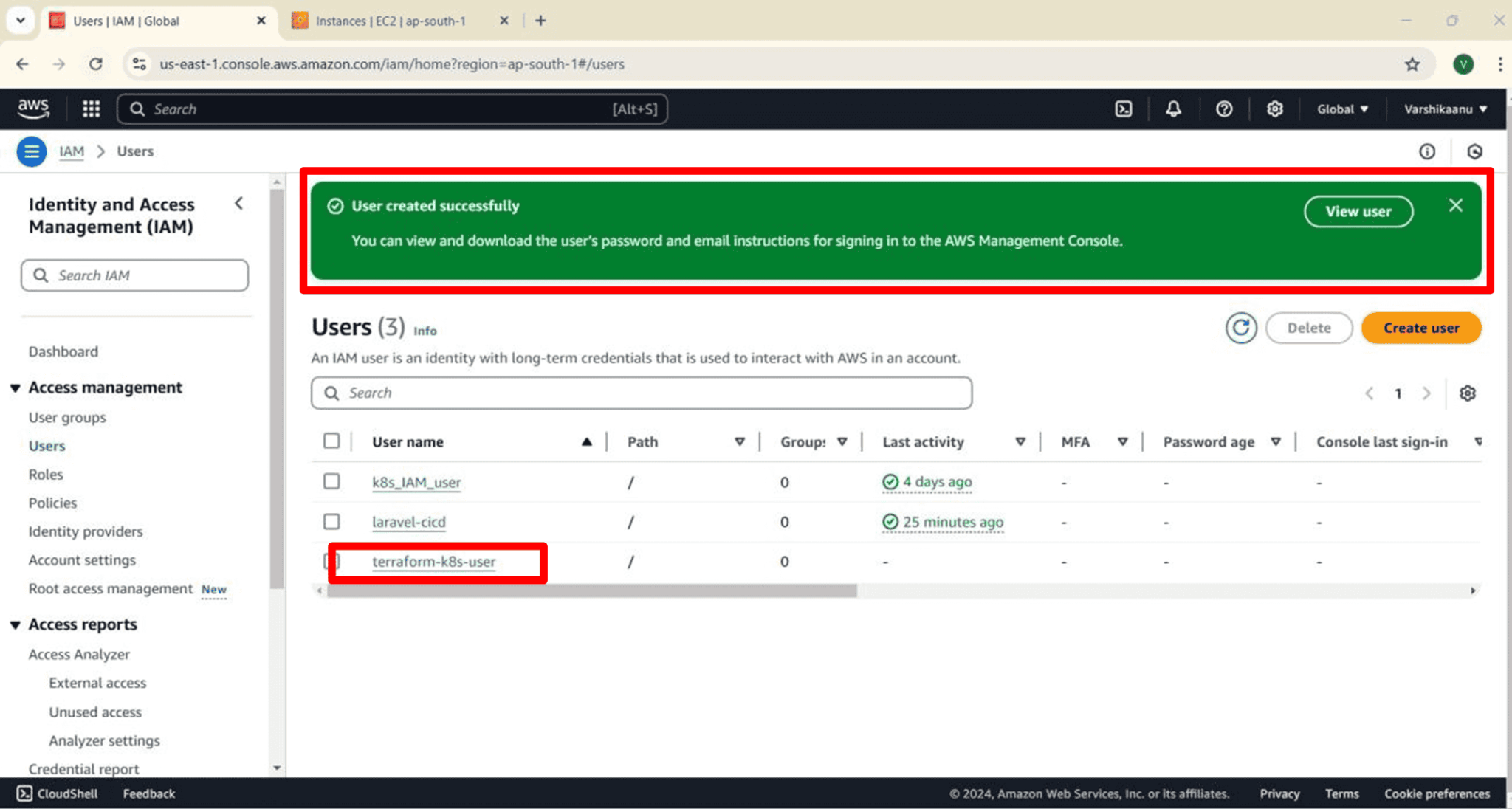 TechsBucket IAM user 5