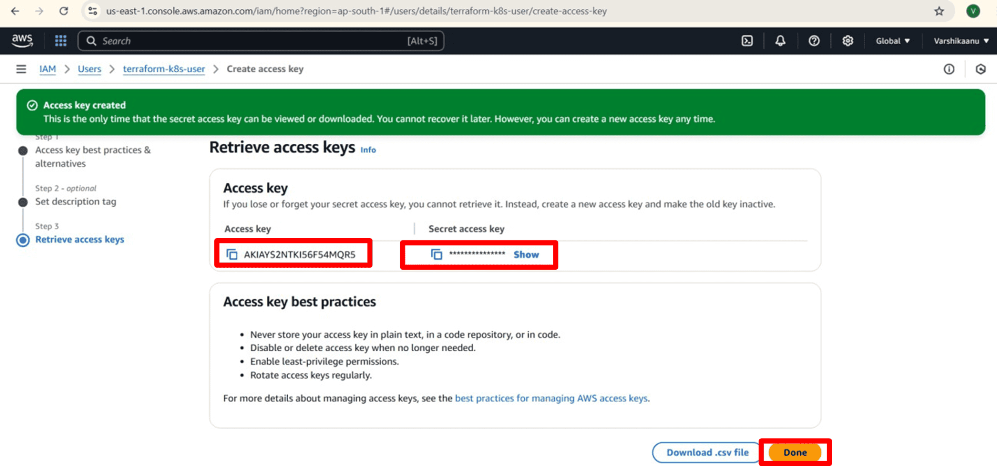 TechsBucket IAM user 9